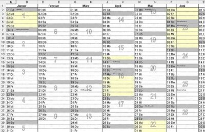 Ähnliche Programme zu EXCEL-Jahreskalender mit Geburtstagsliste