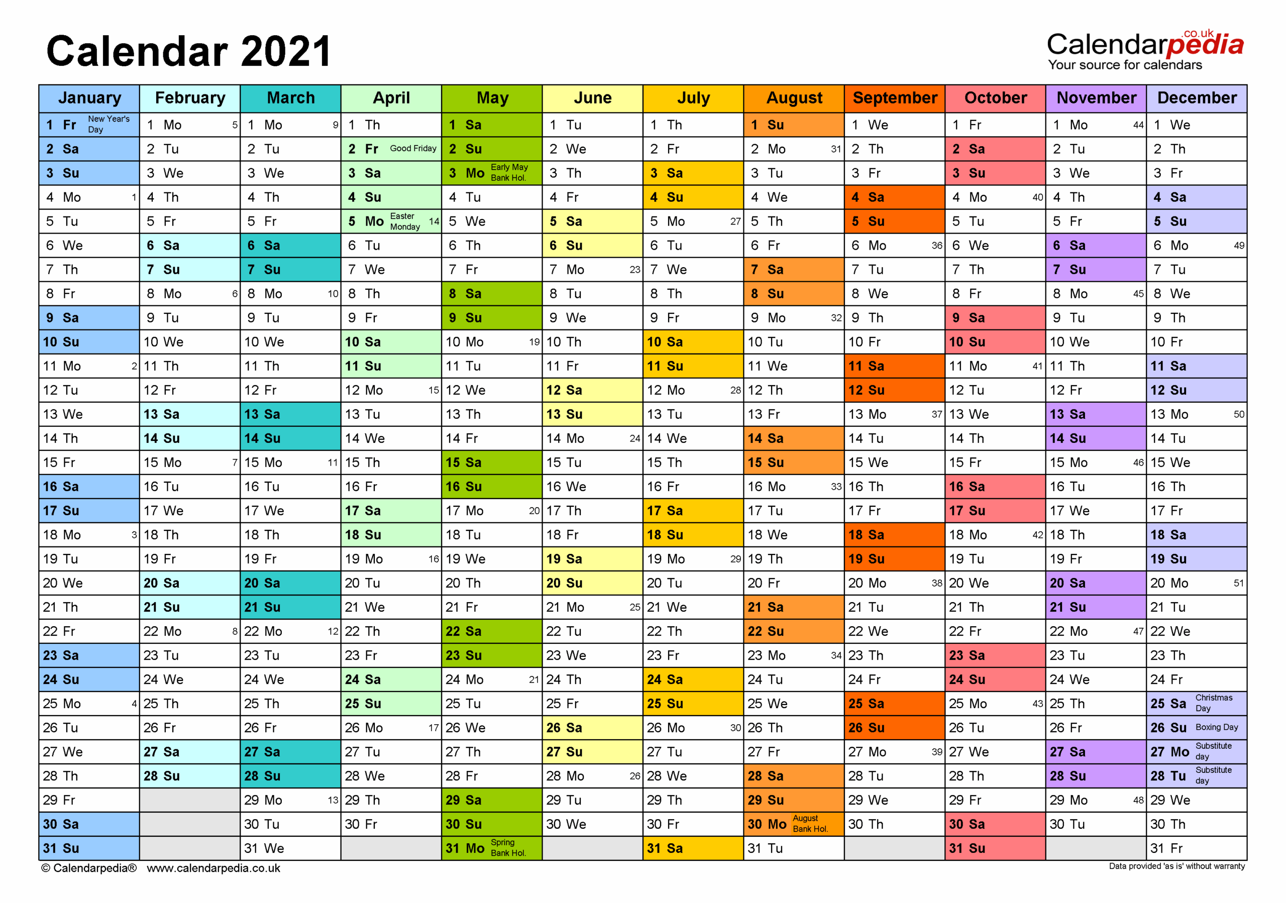 Excel Kalender 2021