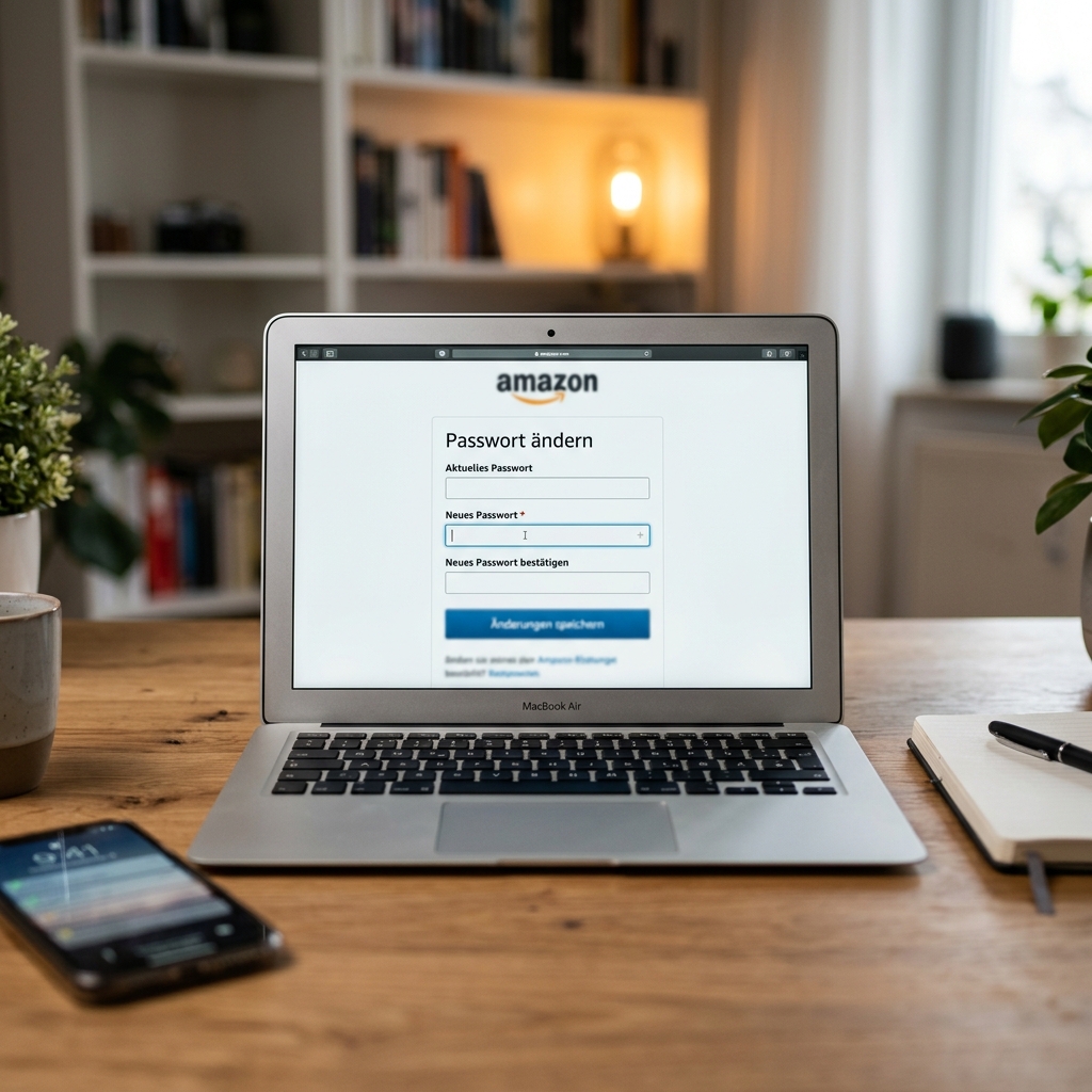 Laptop zeigt Passwort ändern Seite von Amazon.