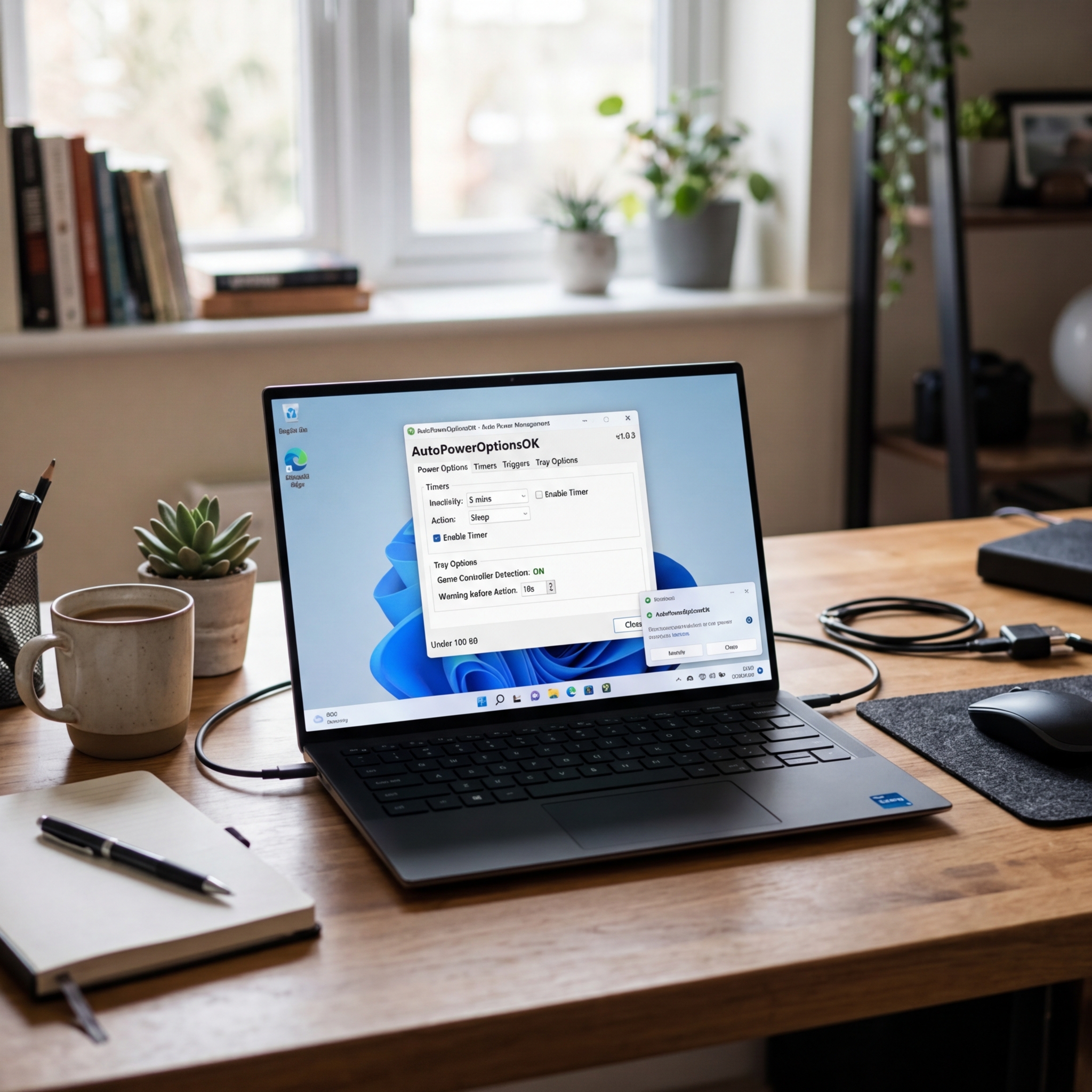 Laptop zeigt Power Management Software im Fenster an