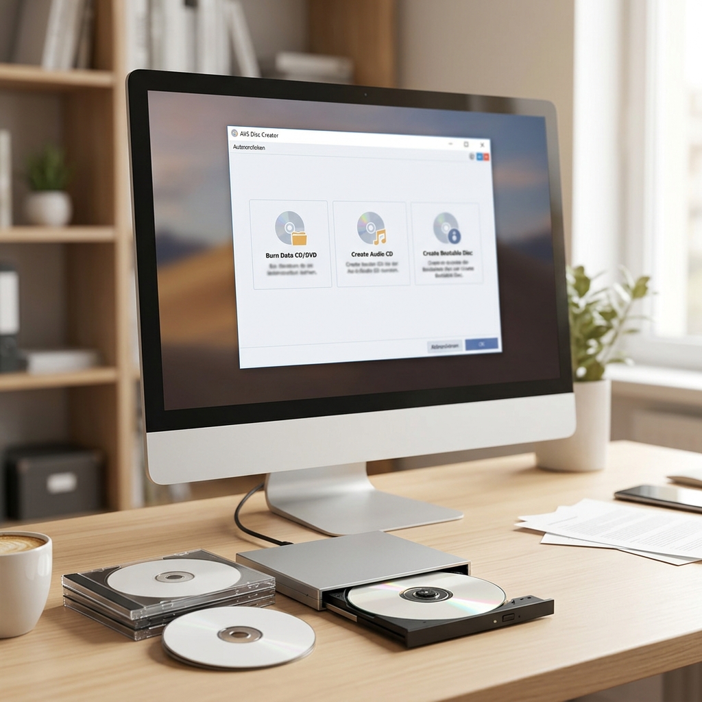 Screenshot eines DVD-Projekts in AVS Free Disc Creator auf einem Monitor