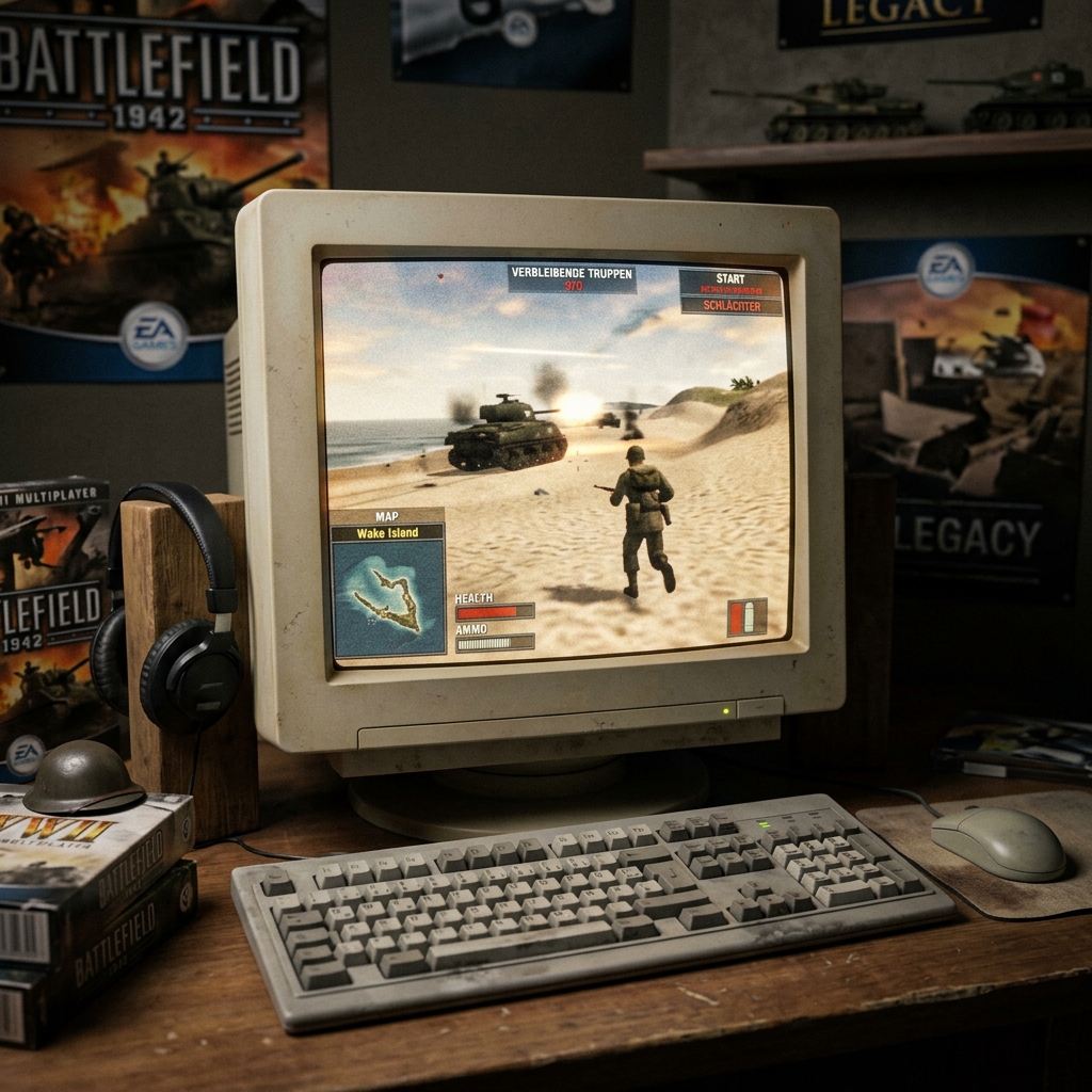 Gameplay-Szene von Battlefield 1942 auf einem alten Computer