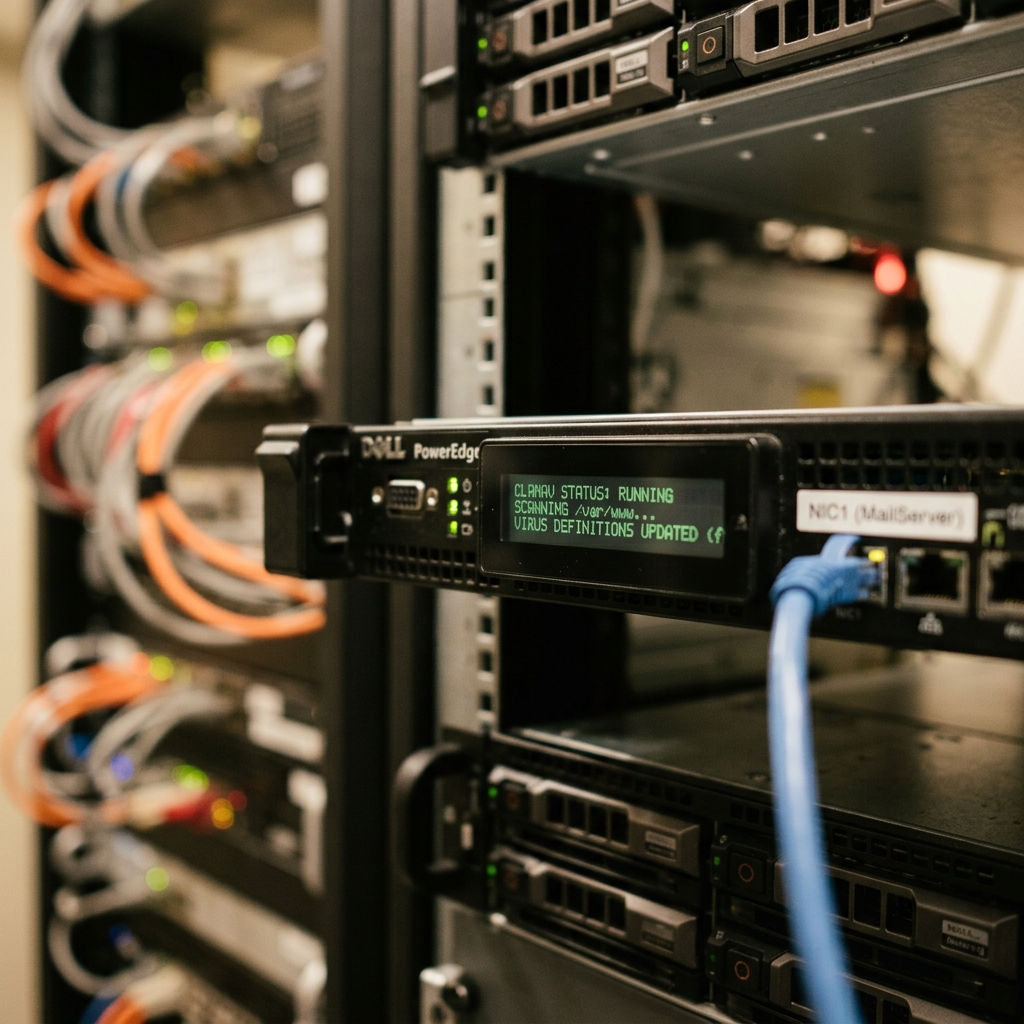 Dell PowerEdge Server mit Statusanzeigen in einem Maschinenraum