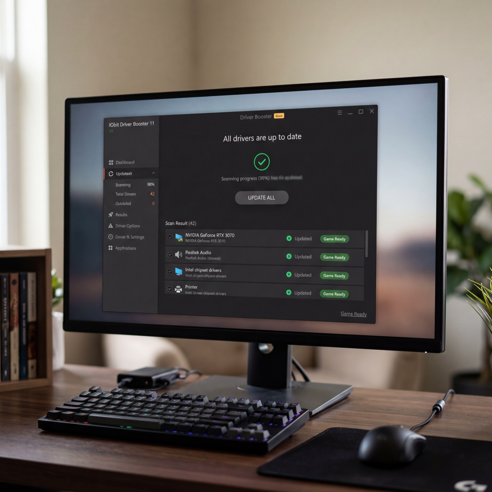 Screenshot der Driver Booster Software auf einem Monitor