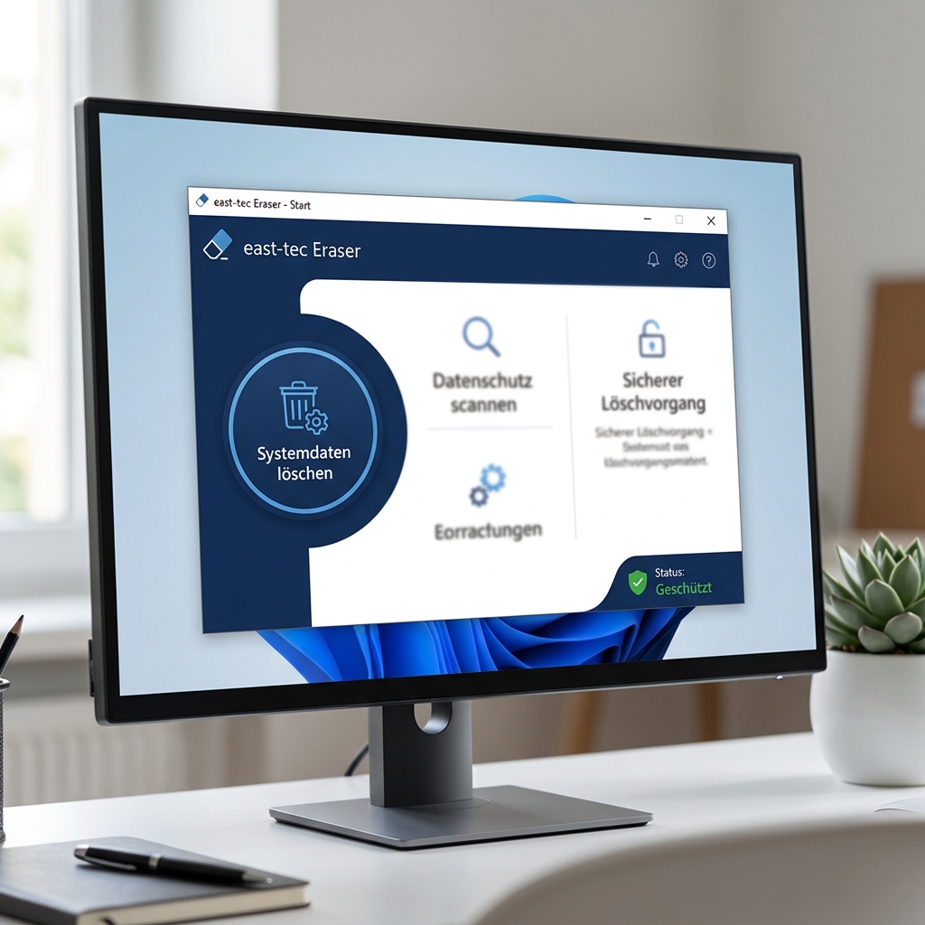Screenshot der east-tec Eraser Software auf einem Computerbildschirm