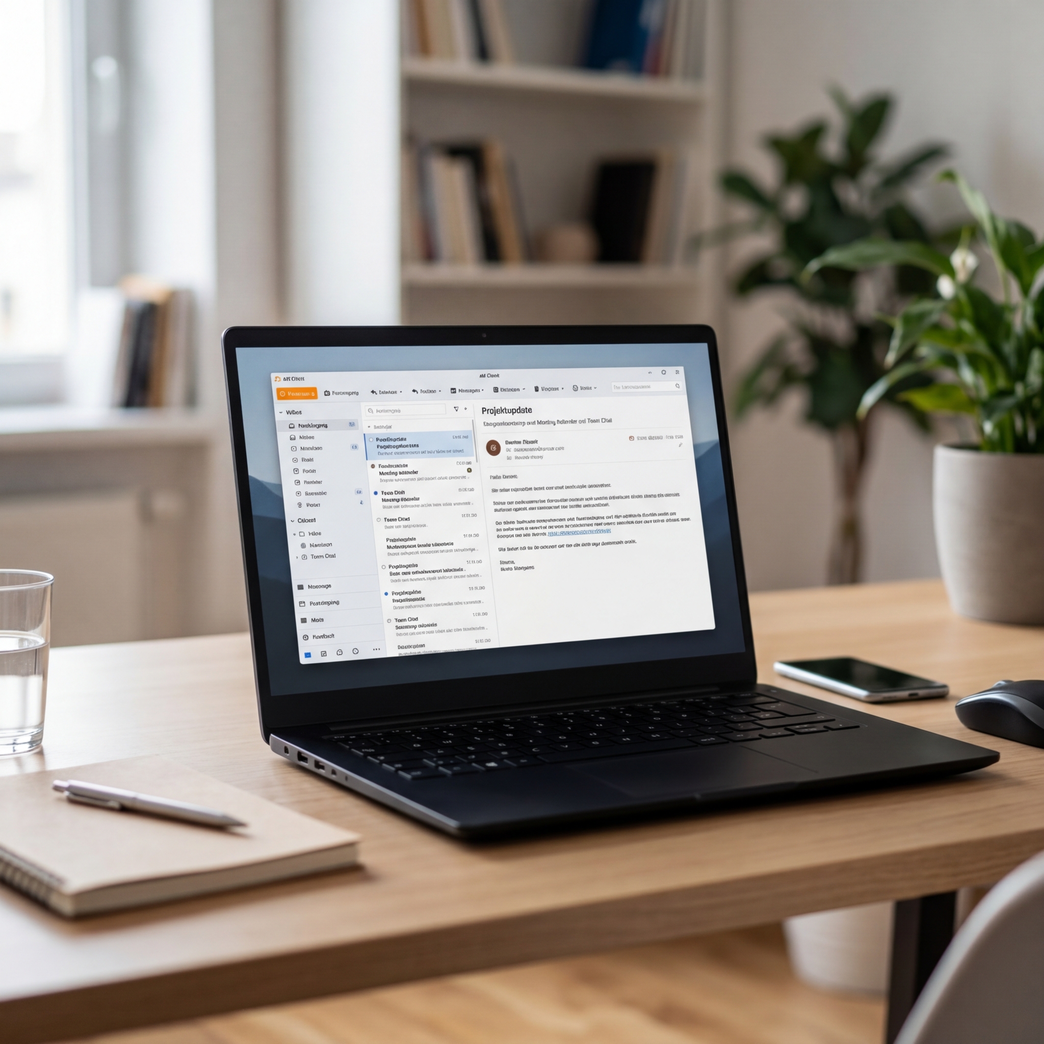 Laptop auf einem Schreibtisch mit offenen Anwendungen
