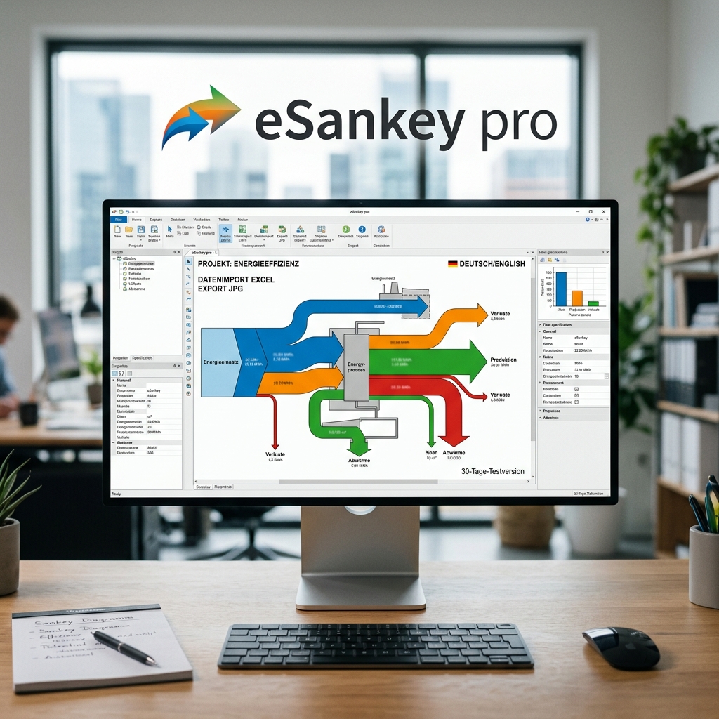 Bildschirm mit eSankey pro Diagramm und Benutzeroberfläche