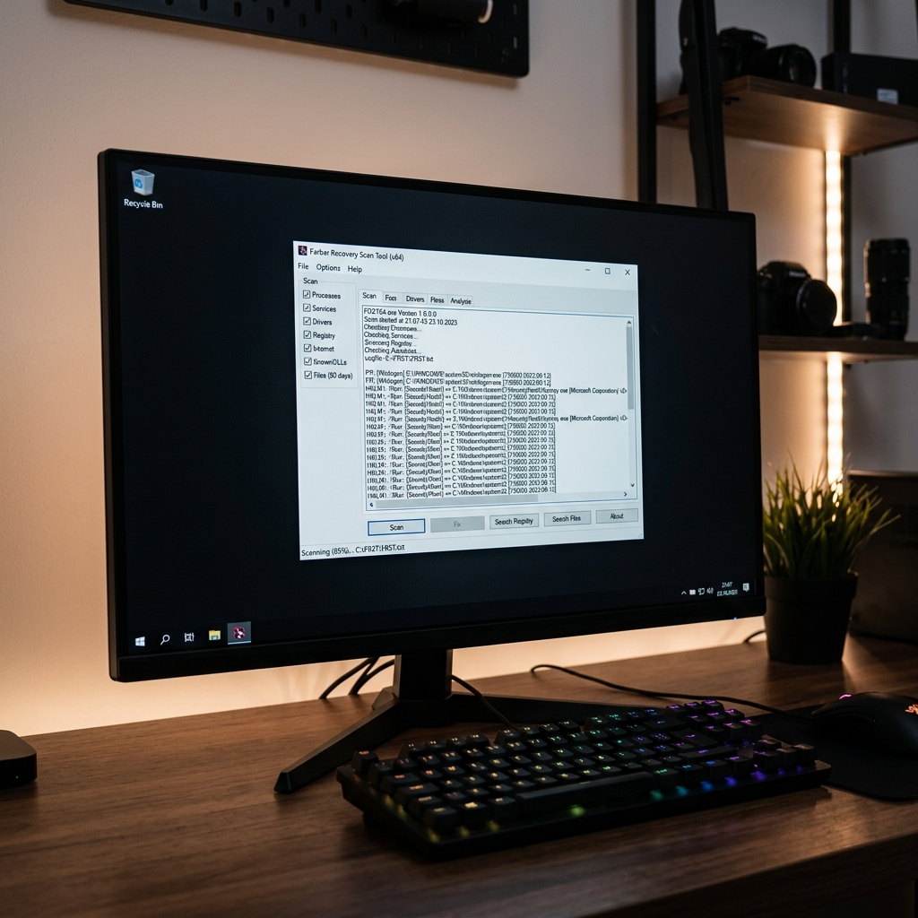 Bildschirm zeigt ein Datenwiederherstellungstool auf einem Computer