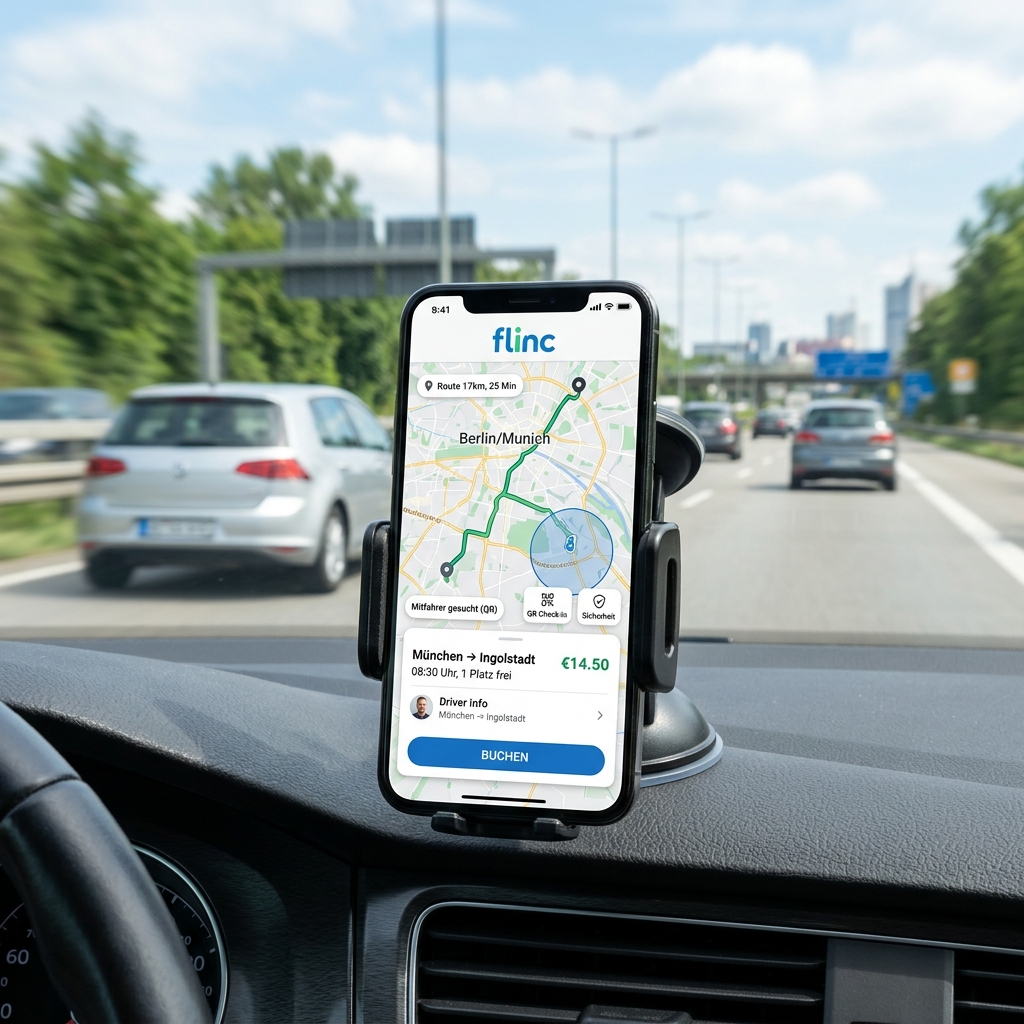 Smartphone mit Navigationsanwendung auf Autohalterung