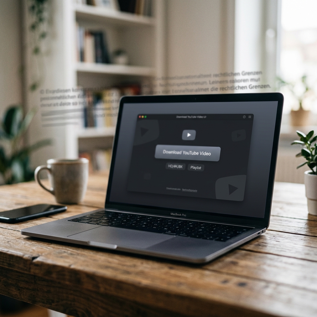 Laptop auf einem Tisch mit YouTube Downloader geöffnet