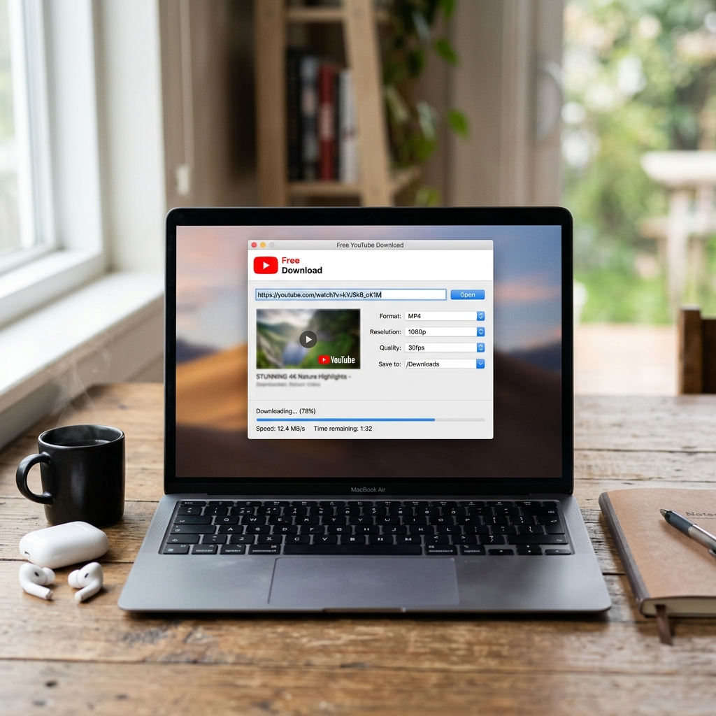 MacBook Air mit YouTube Downloadsoftware geöffnet