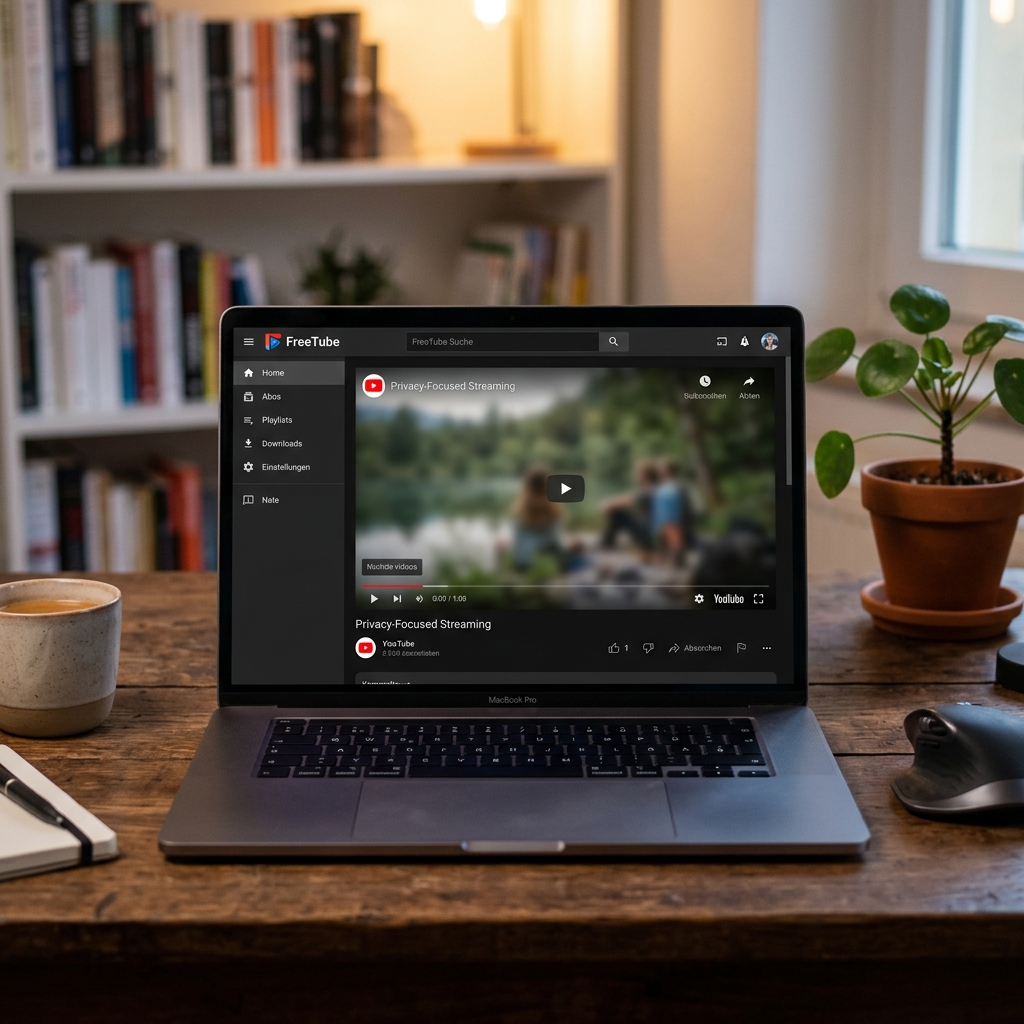 Laptop zeigt Privacy-Focused Streaming auf YouTube