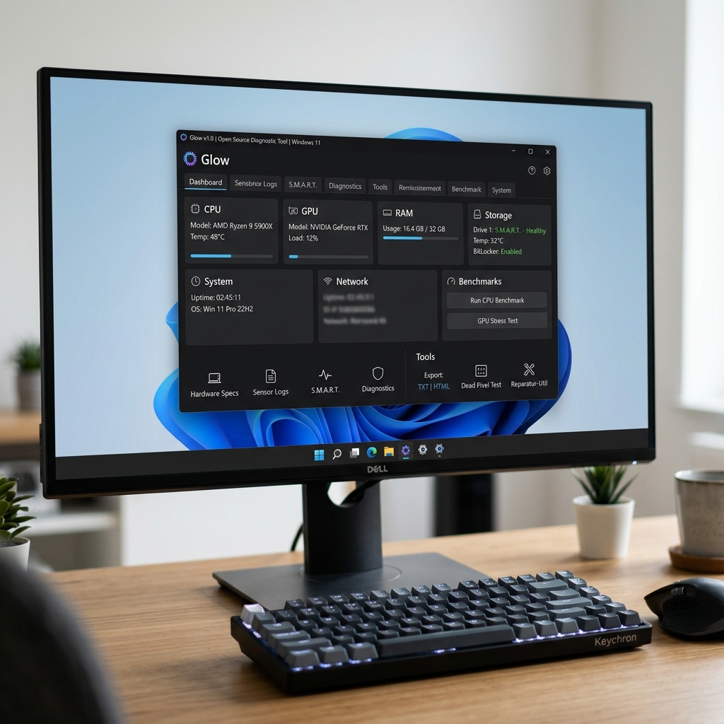 Bild eines Computerbildschirms mit einem Diagnosetool für Windows 11