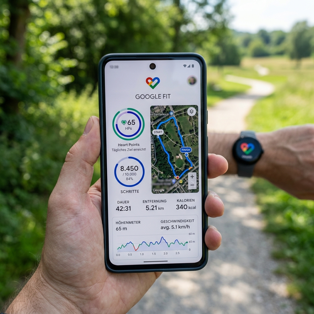 Zahlreiche Fitnessdaten auf einem Smartphone-Bildschirm