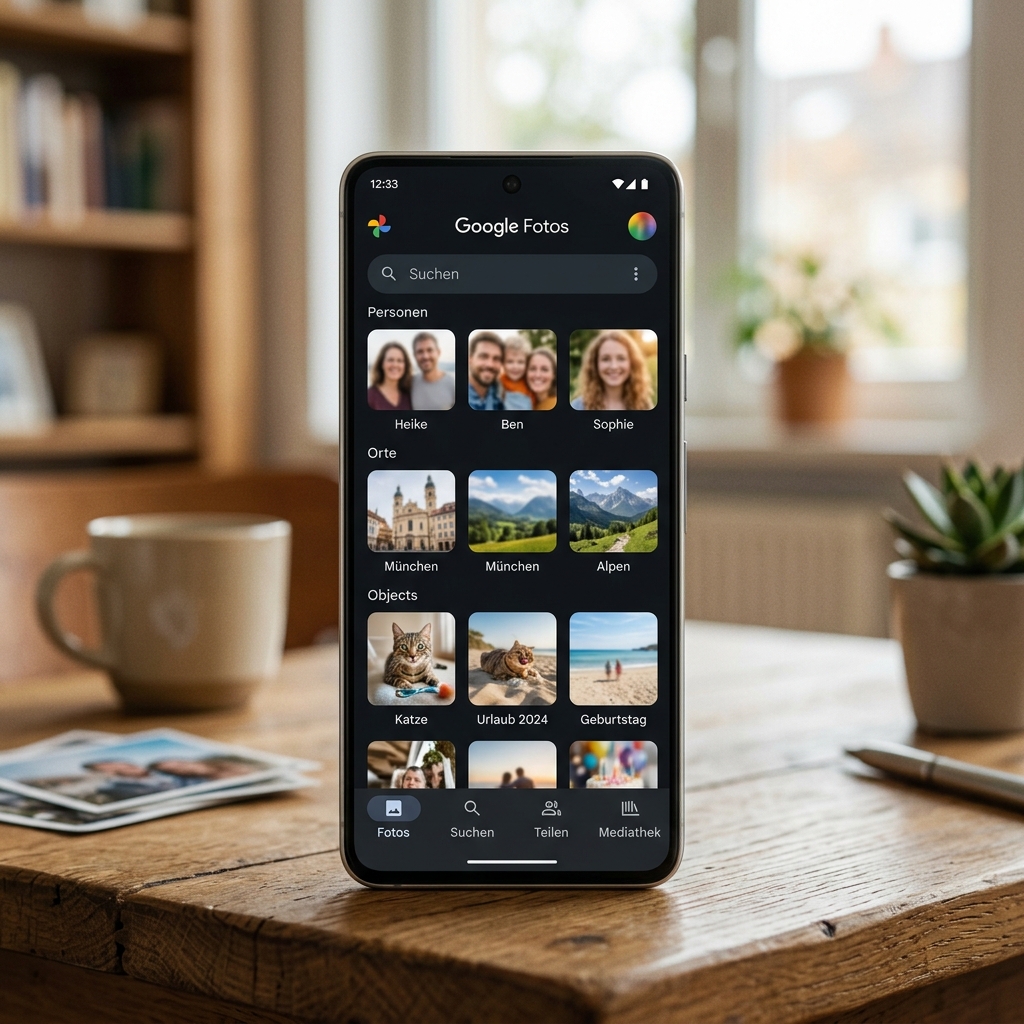 Screenshot der Google Fotos App auf einem Smartphone.