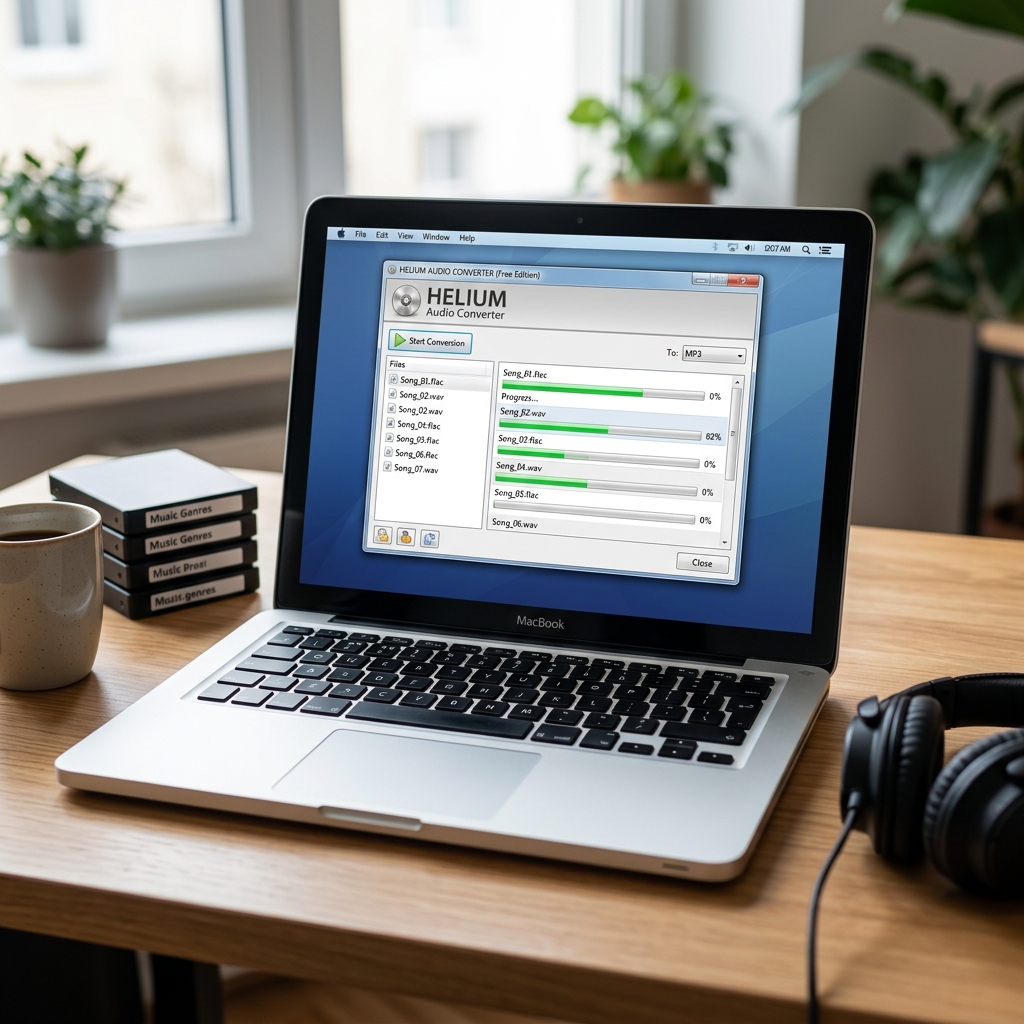 Computerbildschirm mit Helium Audio Converter Anwendung
