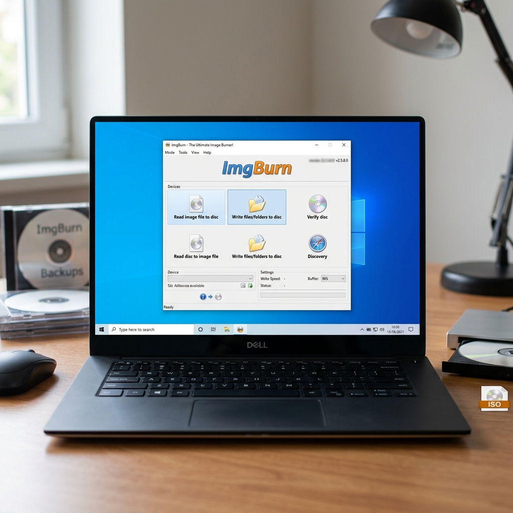 Laptop mit ImgBurn-Software auf dem Bildschirm