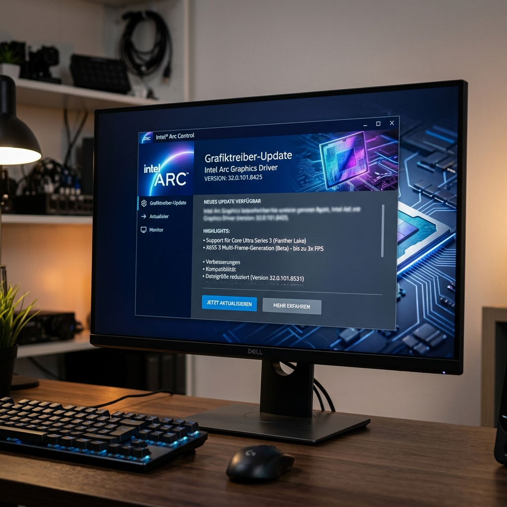 Screenshot einer Grafiktreiber-Update-Anwendung auf einem Dell Monitor