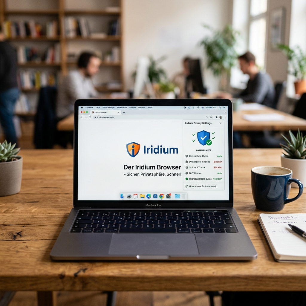 Laptop mit Iridium Browser Bildschirmansicht