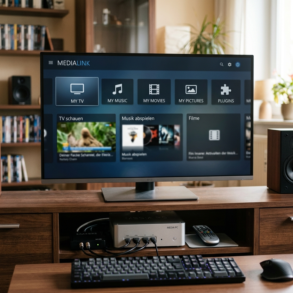 Bildschirm eines Smart TVs mit verschiedenen Mediaprogrammen