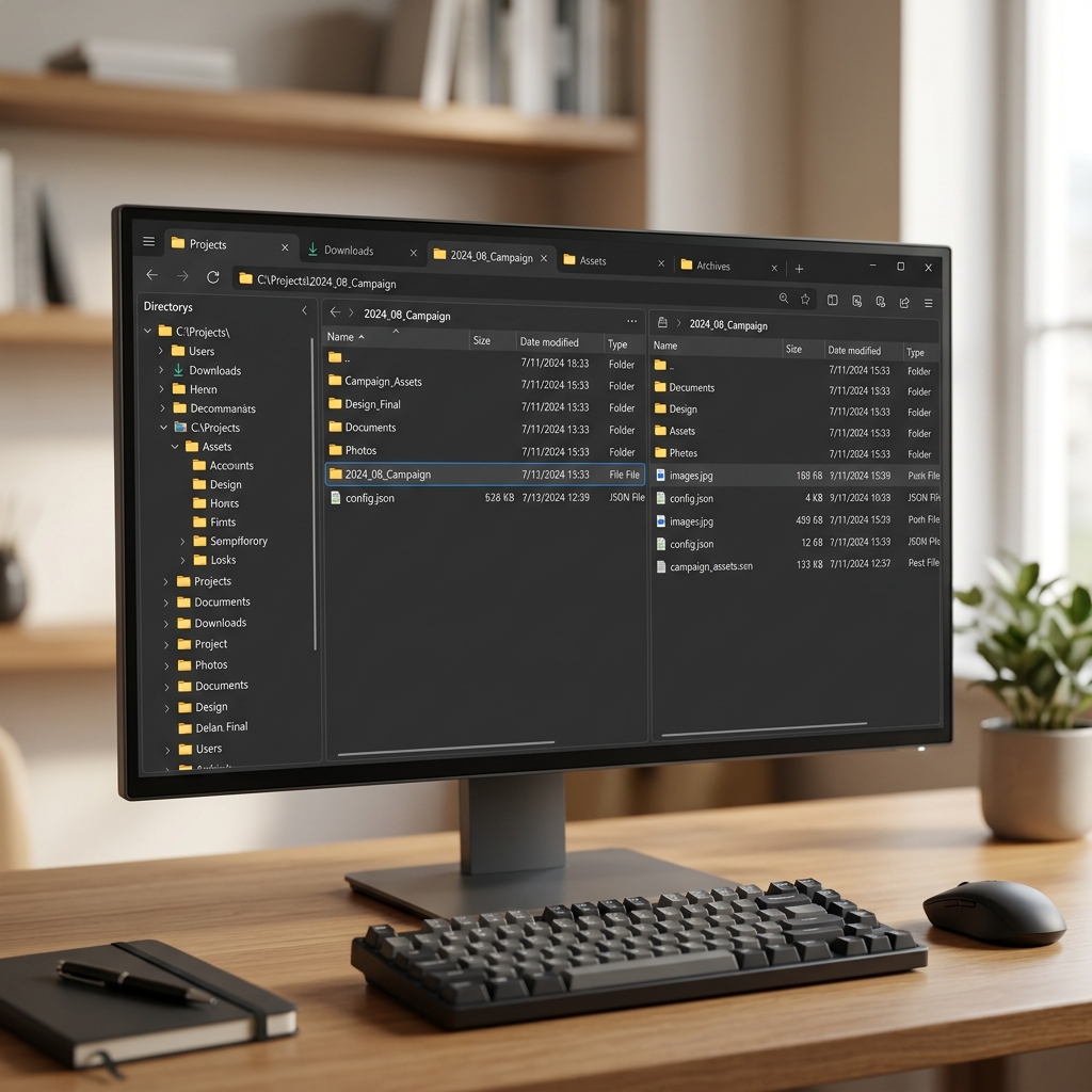 Dateimanager auf einem Computer mit verschiedenen Ordnern und Dateien