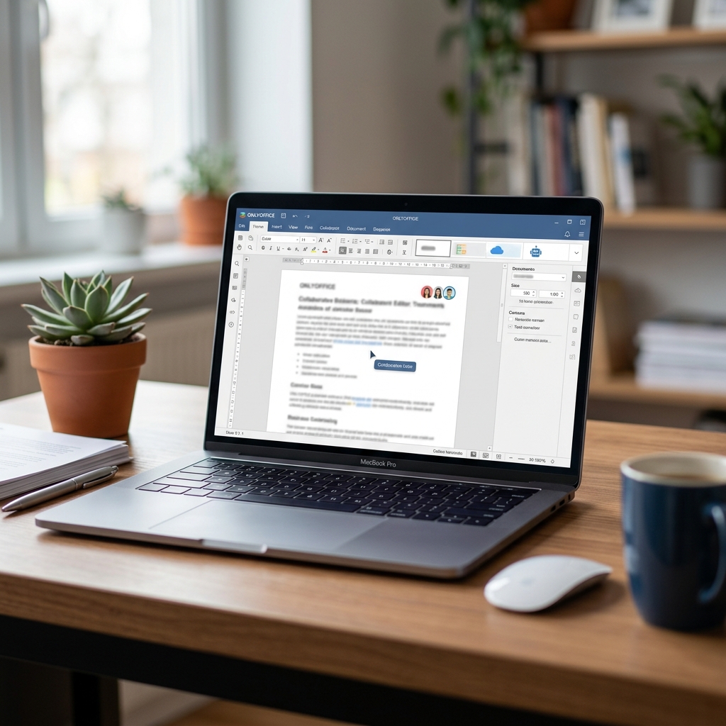 Laptop auf einem Tisch mit geöffneter Textverarbeitungssoftware
