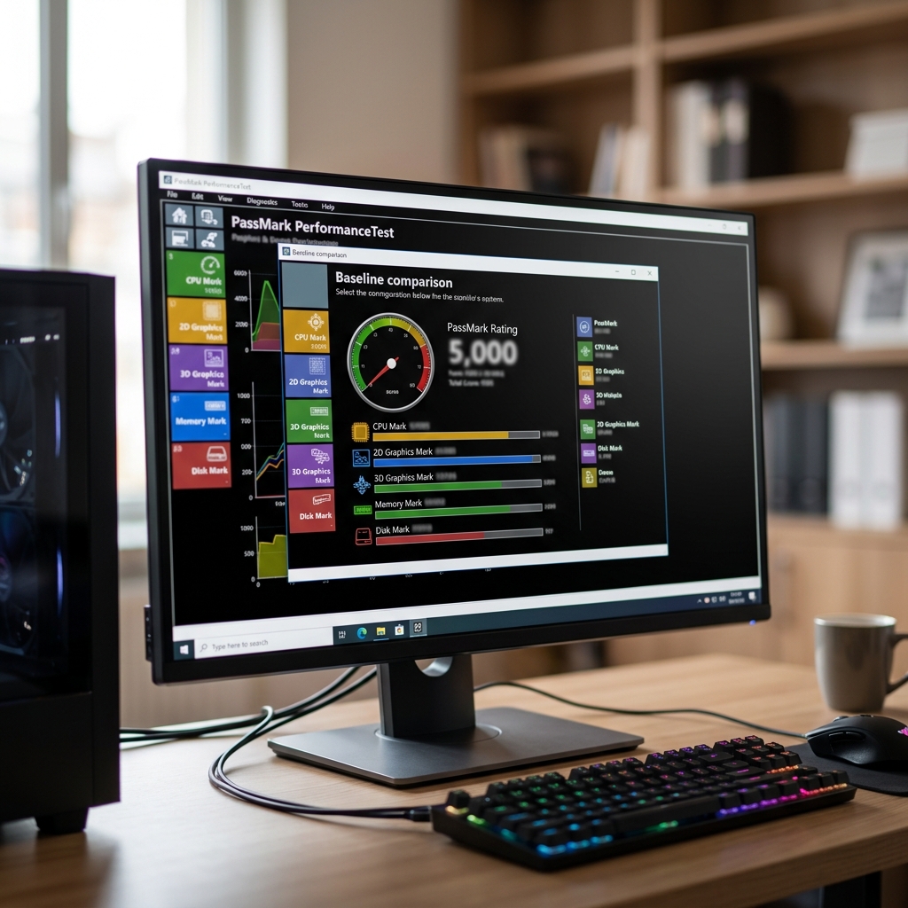 Computer screen displaying performance test results.