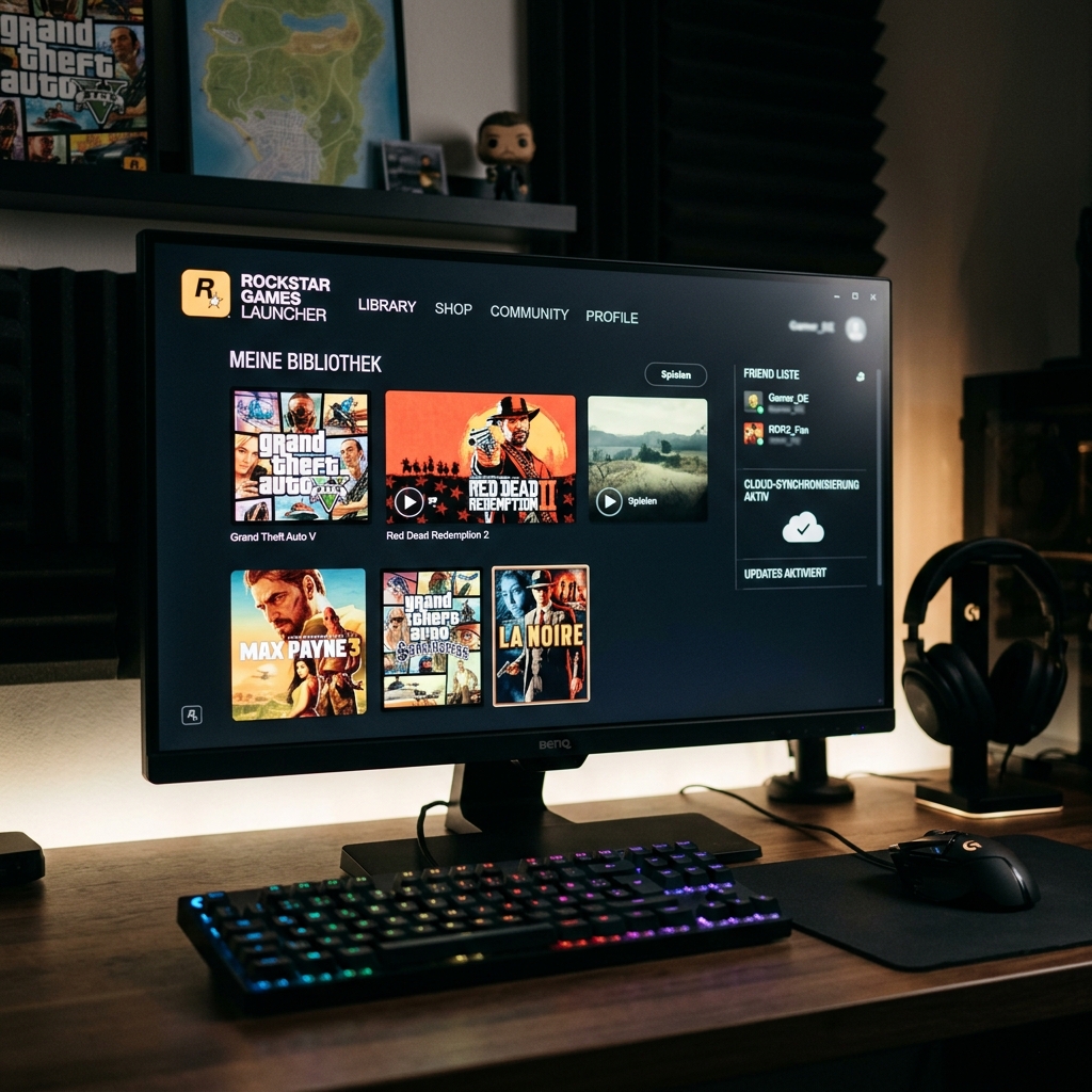 Screenshot des Rockstar Games Launchers mit Spielbibliothek.