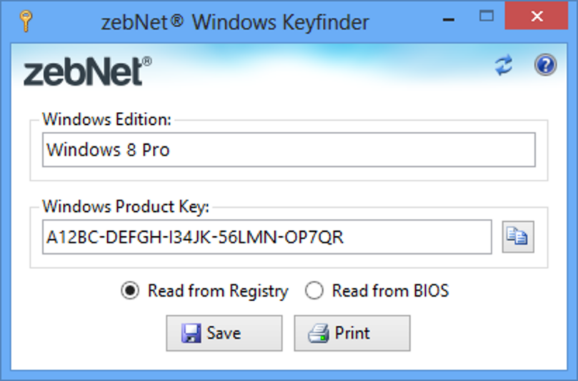 zebNet Windows Keyfinder