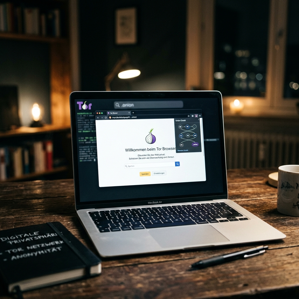 Bild eines MacBook Air mit Tor Browser geöffnet