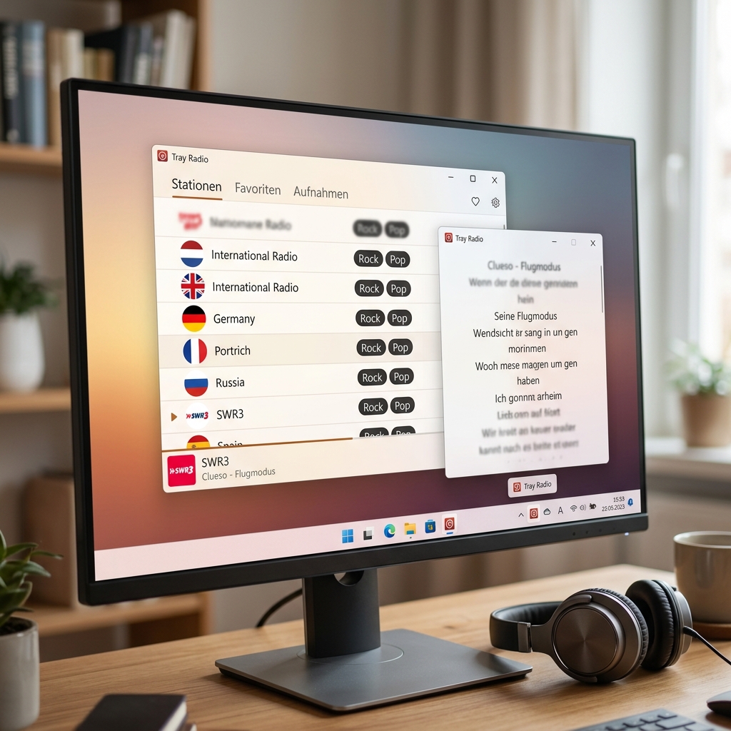 Screenshot einer Musikstreaming-Anwendung mit Radiostationen