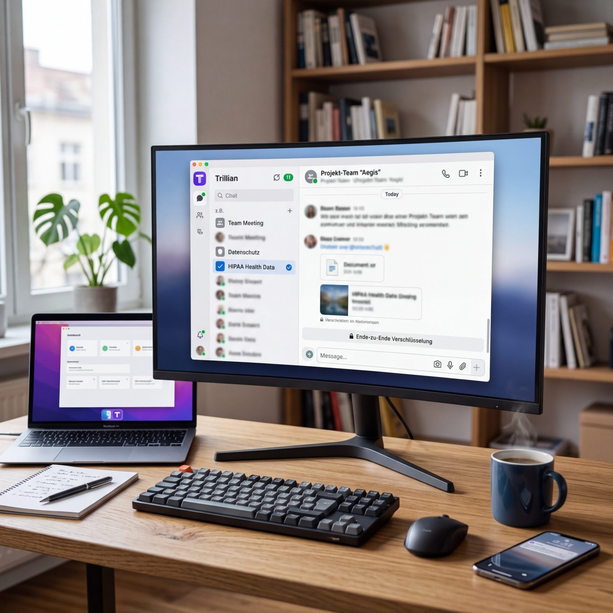 Screenshot der Benutzeroberfläche von Trillian Instant Messenger 2025 auf einem Computerbildschirm