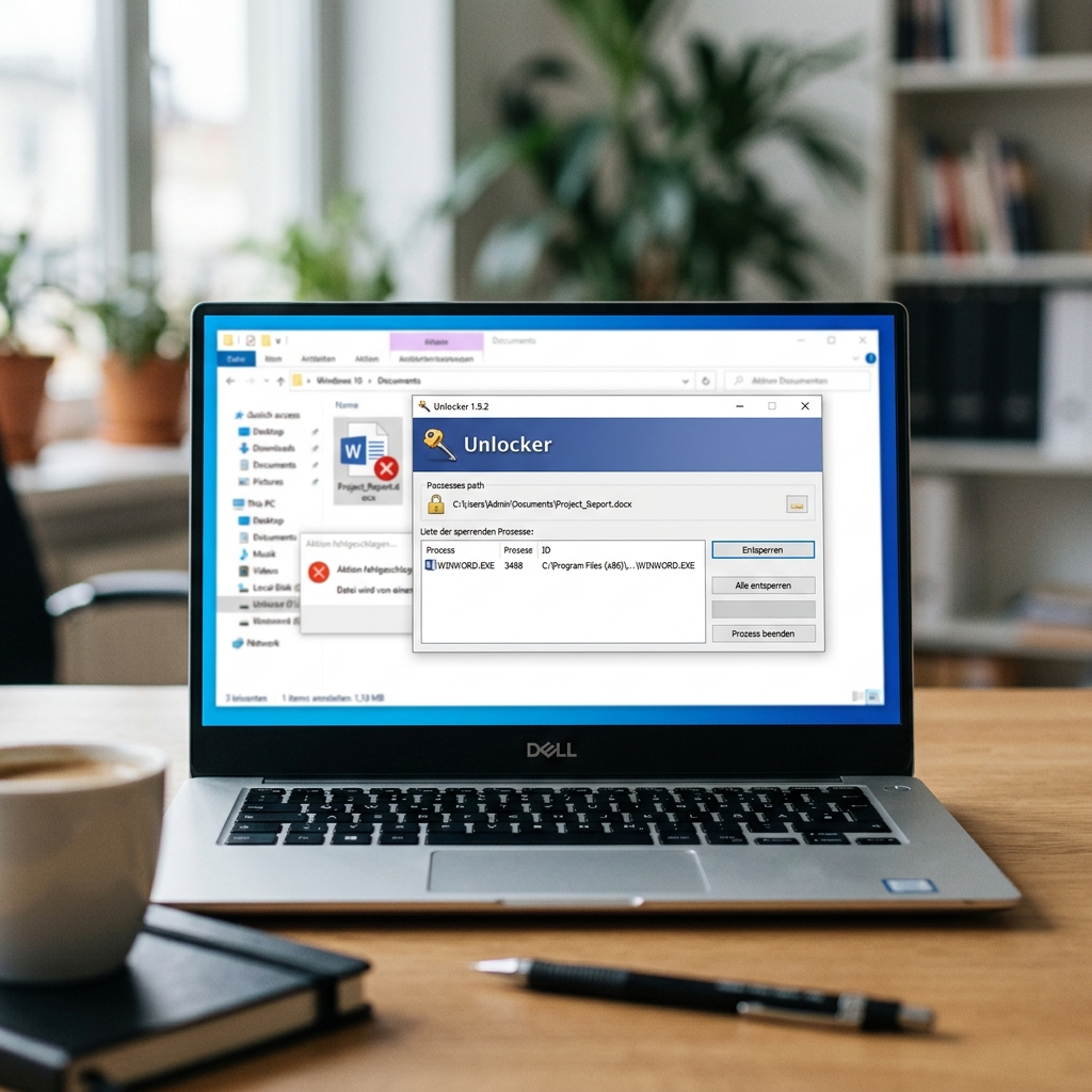 Screenshot der Unlocker Software auf einem Laptop