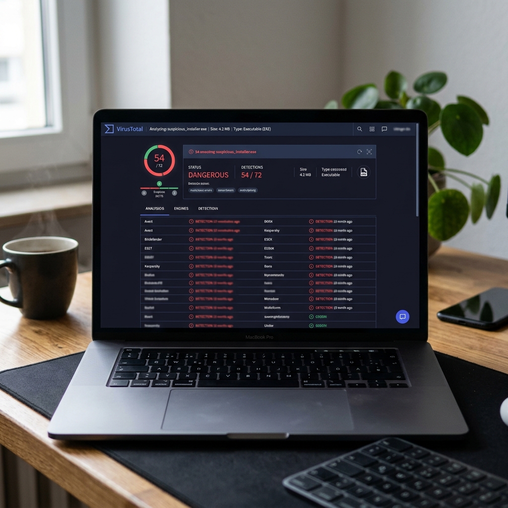 Screenshot der VirusTotal-Webseite zur Analyse von Malware