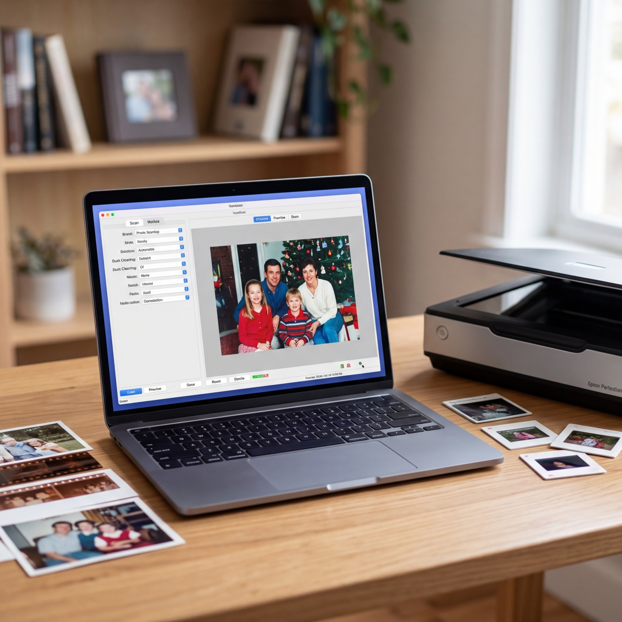 Laptop zeigt ein Bildbearbeitungsprogramm mit Fotos