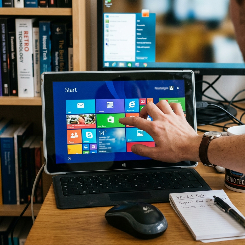 Person nutzt ein Tablet mit Windows 8 Startbildschirm