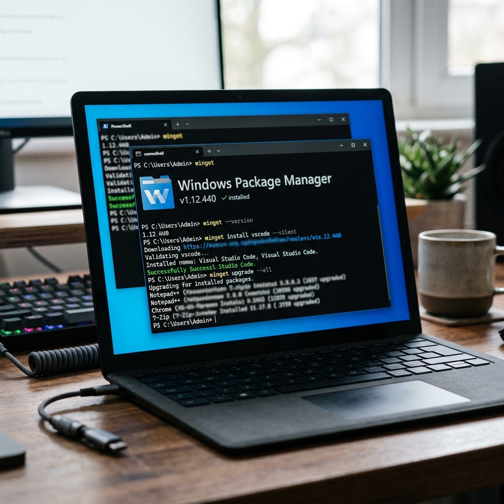 Screenshot einer Windows PowerShell mit Windows Package Manager
