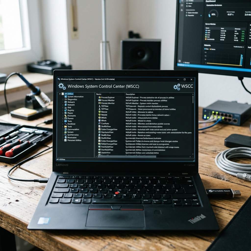 Lenovo Laptop zeigt Windows System Control Center auf dem Bildschirm