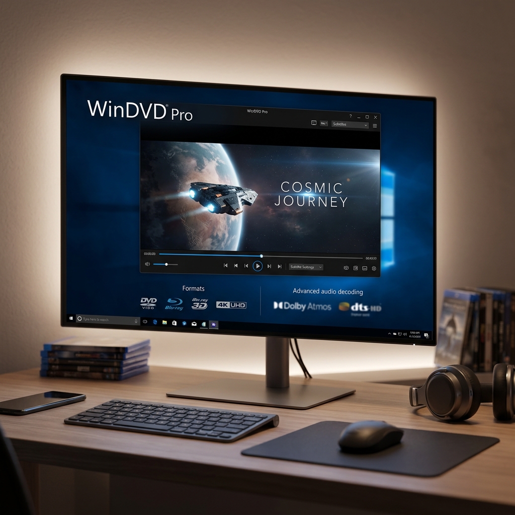 Bildschirm mit WinDVD Pro und Cosmic Journey Video