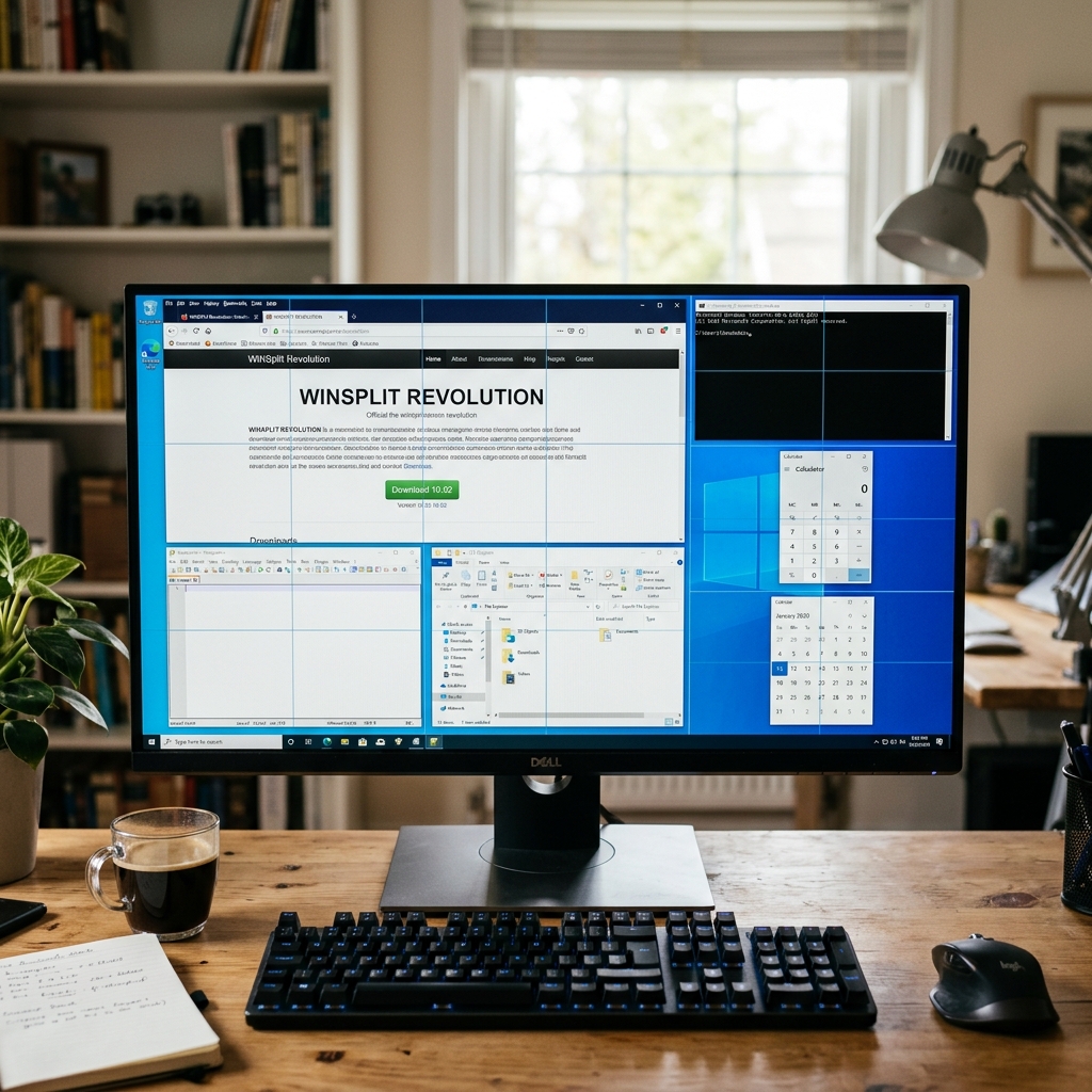 Bild eines Schreibtischs mit Computer und Kaffee