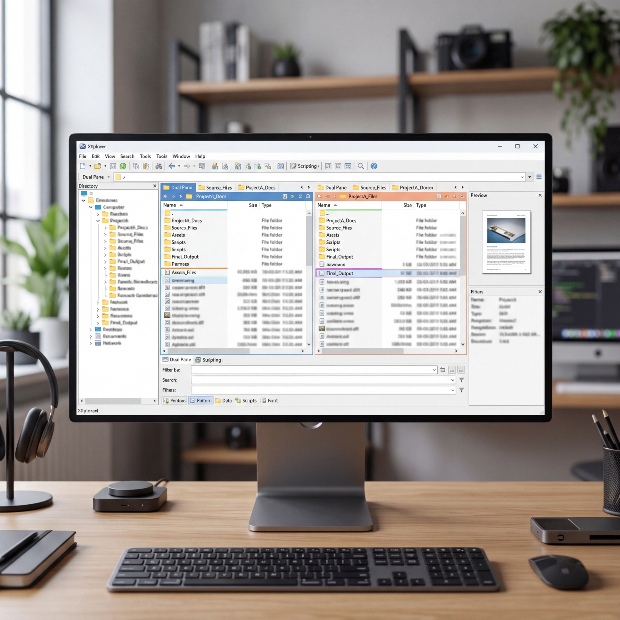 Screenshot eines Dateimanager mit mehreren Ordnern und Dateien